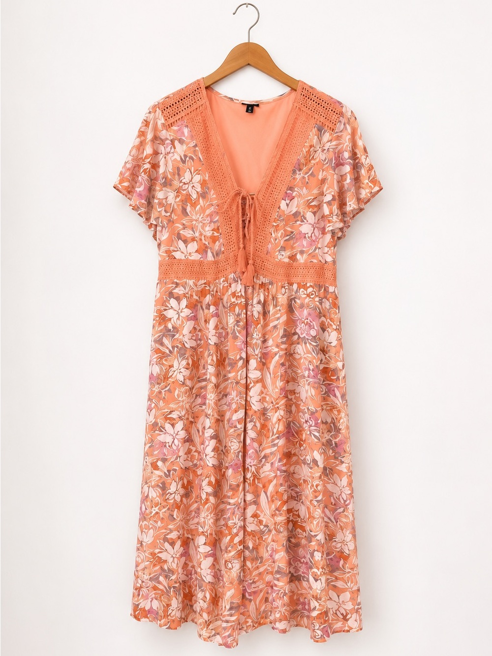 Torrid Lace Up Tea Length Dress Floral Print Dress Sz 2X
